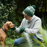 RAJA Cable Knit Wool Lined Wristwarmer Gloves: Forest Green