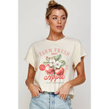 FARM FRESH APPLE VINTAGE GRAPHIC CROP TOP: IVORY / S