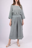 Mid-Length Linen Pants 20570: Green