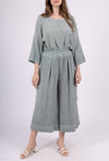 Mid-Length Linen Pants 20570: Khaki