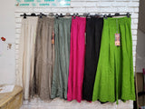 Flared linen trousers 66031 100%LINEN: Moutarde