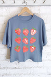 STRAWBERRIES GRAPHIC LONG CROP TOP : STONE