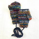 GOPAN Mittens Multi Waste Wool Detachable String: Multi Cream