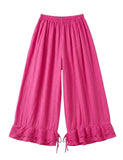4029 WIDE LINEN PANTS WITH EYELET EMBROIDERY: Orange