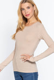Long Sleeve Crew Neck Cotton Spandex Jersey Top: HCH-charcoal grey / M