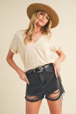 8286DK Zoie V-Neck Short Sleeve Top 5: Navy / Contemporary / M