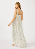 Spaghetti Strap Floral Hi-Lo Maxi Dress: Vanilla/Dusty Purple / M