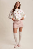 Floral Embroidered Knit Sweater LSW0992: Cream / M