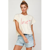 VALENTINE SEASON VINTAGE GRAPHIC CROP TOP: IVORY / L