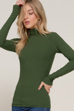 Long Sleeve Turtle Neck Rib Knit Top: LILAC / 2-2-2 (S-M-L)