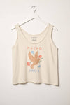 Mucho Amor Dove Vintage-Wash Graphic Tank Top: White Smoke / S