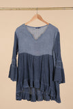 Ruffled cotton linen tunic 1003 10% linen 90% cotton: Beige