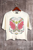 Butterfly Graphic Crop Tee.  : Ivory / Large