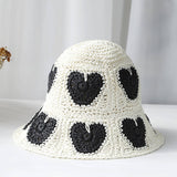 Granny Square Sun Hat Floral Straw Bucket Hat: CYellow / M