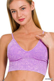 Washed Ribbed Seamless Bra Padded Tank Top: ASH BLACK / 3-3 (S/M-L/XL)
