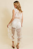 Boho Crochet Lace Trim Long Back Vest - Summer Fave: Olive