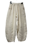 8048 LINEN TROUSERS WITH STRUCTURED PANELS: MOUTARDE