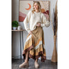 WASHED TIERED SMOCKED WAIST FLARE HEM SKIRT: SAGE / S-M-L-XL(2-2-2-2)