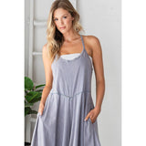 WASHED KEYHOLE BACK DETAILED WIDE LEG ROMPER: DOLPHIN / S-M-L-XL(2-2-2-2)