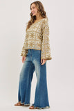 MID-RISE WIDE-LEG FRAYED HEM DENIM JEANS: DENIM BLUE / Contemporary / L