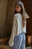 W1919 | Knit Sweater Pullover Top With Contrast Hems Detail: Ivory Grey / L
