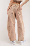 PL5346 - WASHED BARREL LONG PANTS: HAZELNUT / L
