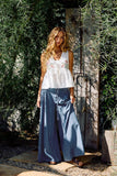 EMBROIDERED LINEN VEST: White / L