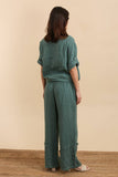 100% Linen Trousers REF. 5105: Duck Green
