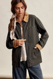 Contrast Collar Utility Barn Jacket LJ0271: Mauve / Contemporary / M