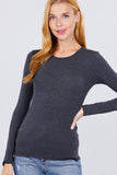 Long Sleeve Crew Neck Cotton Spandex Jersey Top: NVY-true navy / L