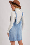 DENIM WASHED OVERALL POCKET DRESS: LT.WASH / L