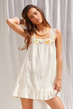 IM9160 -Crochet Trim Ruffle Mini Dress: IVORY / S-M-L (3-2-1)