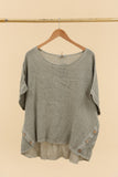 Blouse in 50% linen and 50% cotton REF. 4649: Duck Green
