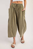 PL6329 - CROPPED RELAXED PANTS: DRY HERB / S