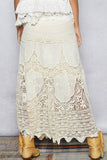 Crochet patterns embroidered maxi skirt: NATURAL / OS
