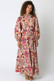 Kylie Floral Maxi Dress: Cream Rust / M