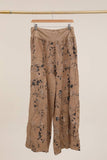 Floral print trousers in 100% Linen REF. 30526: Duck Green