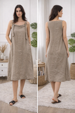 DRESS 72319 100% LINEN: KAKI