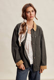 Contrast Collar Utility Barn Jacket LJ0271: Mauve / Contemporary / XL