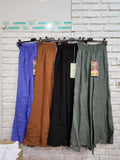 Flared linen trousers 66031 100%LINEN: Moutarde