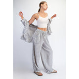 STRIPE SOFT WASH LINEN BLENDED PANTS: Taupe/Natural / S-M-L(2-2-2)