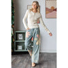 WASHED FLOWER PATCHWORK STRAIGHT DENIM JEANS: DENIM PINK / S-M-L-XL(2-2-2-2)