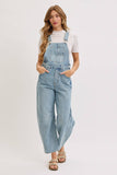 BARREL-LEG DENIM JUMPSUIT : WASHED DENIM / Contemporary / M