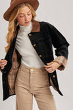 CORDUROY BUTTON DOWN BARN COAT INNER PLAID: CAMEL / M