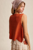 Crochet Granny Square Tassel Tie Vest LSW1006: Rust / L
