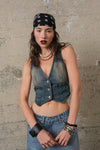 DENIM VEST S10471: DARK DENIM / MEDIUM\