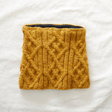 HIRA Cable Handknit Wool Lined Neckwarmer Scarf: Rust Orange
