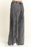 Mineral Wash Side Knit detail wide leg pants HE5878P: Silver Grey / S-M-L / 2-2-2