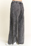 Mineral Wash Side Knit detail wide leg pants HE5878P: Silver Grey / S-M-L / 2-2-2