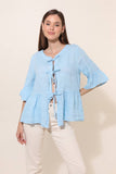 100% Linen Shirt with Knots REF 4602: Blue Jeans